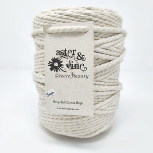 Aster & Vine Recycled Cotton Rope 1 kg Cone - 5 mm 3 Strand